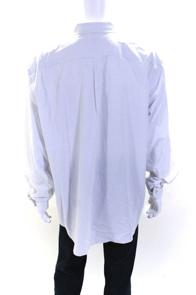 Peter Millar Mens Long Sleeve Stripe Button Up Shirt Blue White Size XXL