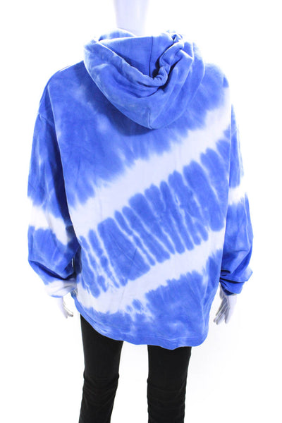 Tory Sport Womens Tie Dye Print Hoodie Blue White Cotton Size Extra Small