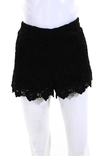 Alexis Womens Embroidered Textured Back Zipped Casual Shorts Black Size M