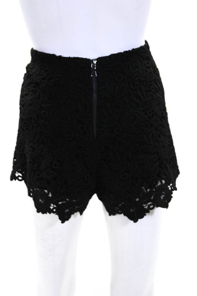 Alexis Womens Embroidered Textured Back Zipped Casual Shorts Black Size M