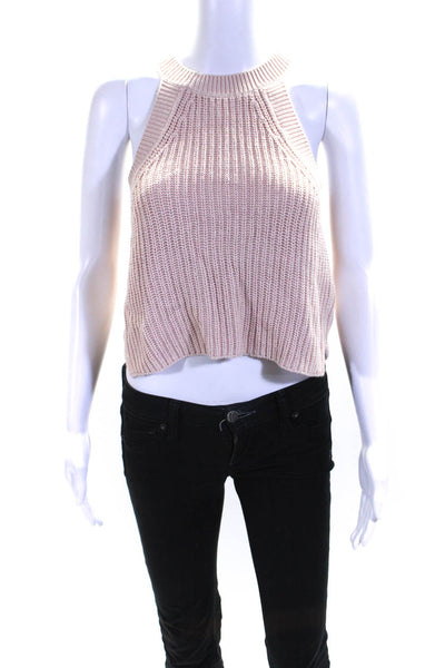 Intermix Womens Cotton Knitted Sleeveless Ribbed Pullover Tank Top Pink Size P