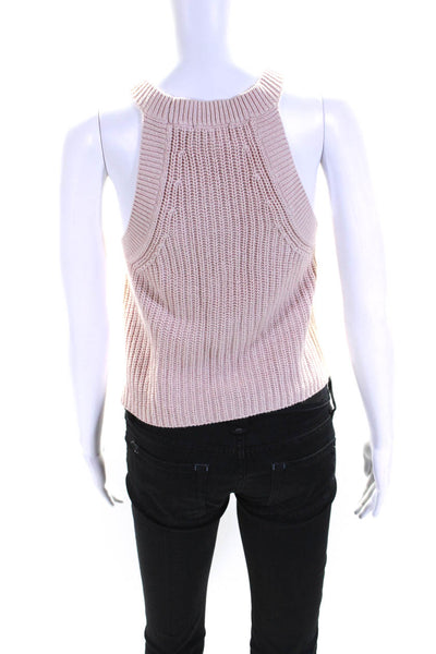 Intermix Womens Cotton Knitted Sleeveless Ribbed Pullover Tank Top Pink Size P