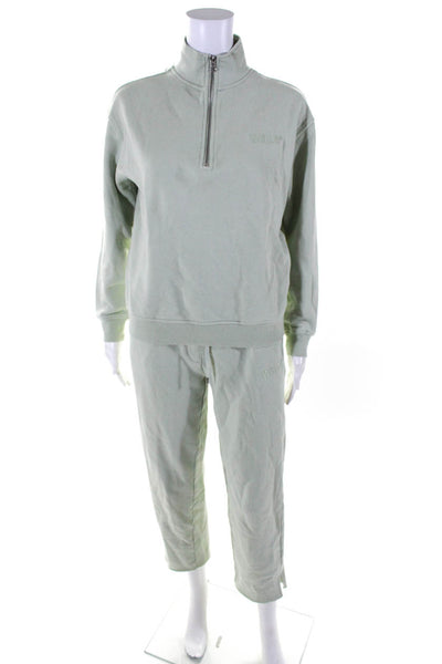 WSLY Womens Half Zipper Sweat Suit Green Size Extra Extra Small/Extra Small