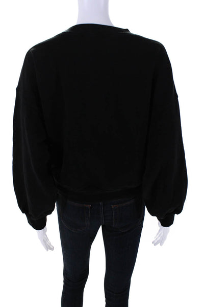 Agolde Womens Long Balloon Sleeves Crew Nek Sweatshirt Black Size Extra Small