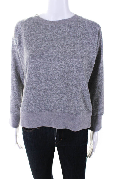 Monrow Womens Long Sleeves Crew Neck Pullover Sweater Gray Cotton Size Small