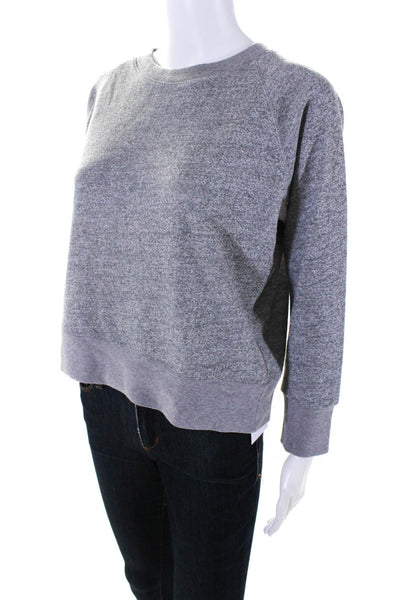 Monrow Womens Long Sleeves Crew Neck Pullover Sweater Gray Cotton Size Small