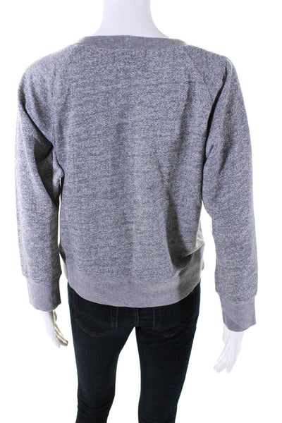 Monrow Womens Long Sleeves Crew Neck Pullover Sweater Gray Cotton Size Small