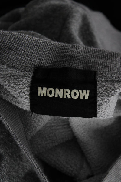 Monrow Womens Long Sleeves Crew Neck Pullover Sweater Gray Cotton Size Small