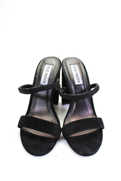 Steve Madden Womens Suede Slide On Cameo Sandal Heels Black Size 7.5 Medium