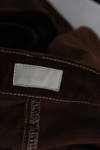 Mother Womens Button Up Slim Leg The Tomcat Ankle Corduroy Pants Brown Size 26