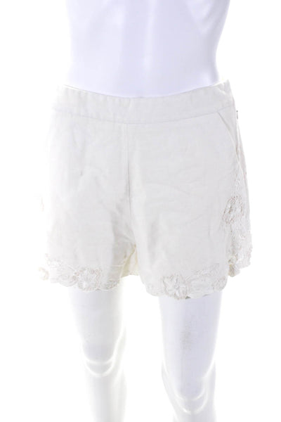 Intermix Womens Floral Embroidered Textured Slip-On Casual Shorts White Size S