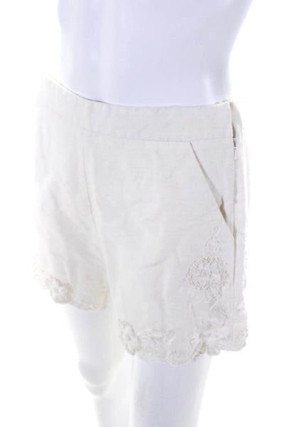 Intermix Womens Floral Embroidered Textured Slip-On Casual Shorts White Size S