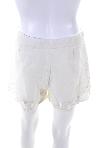 Intermix Womens Floral Embroidered Textured Slip-On Casual Shorts White Size S