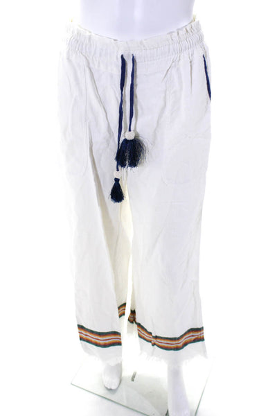 Faherty Womens Cotton Striped Tassel Tied Sleeveless Top Pants Set White Size S