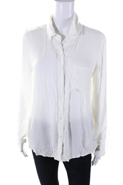 Rails Womens Collared Cuffed Long Sleeve Buttoned Casual Top White Size M