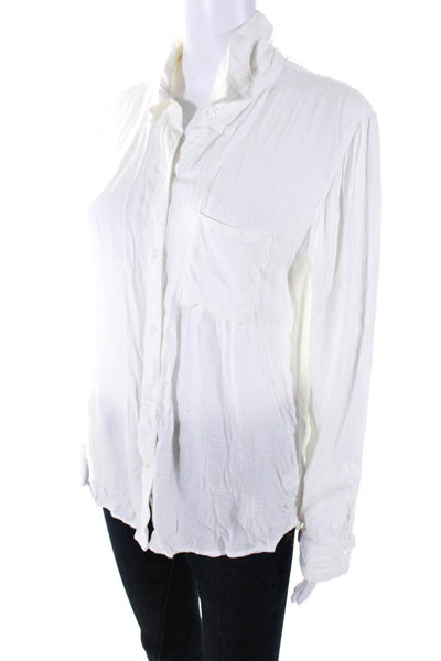 Rails Womens Collared Cuffed Long Sleeve Buttoned Casual Top White Size M