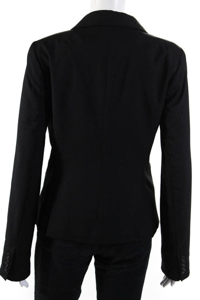 J Crew Womens Black Wool Two Button Long Sleeve Super 120's Blazer Size 4T