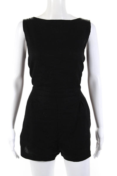 Vitamin A Womens Sleeveless Scoop Neck Tie Back One Piece Romper Black Size M