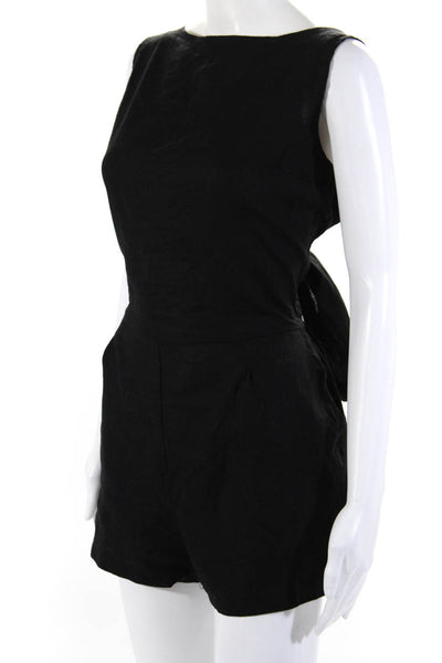 Vitamin A Womens Sleeveless Scoop Neck Tie Back One Piece Romper Black Size M