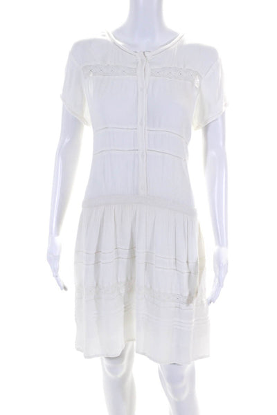 Talula Womens Knit Short Sleeves A Line Knee Length Dress White Size Medium