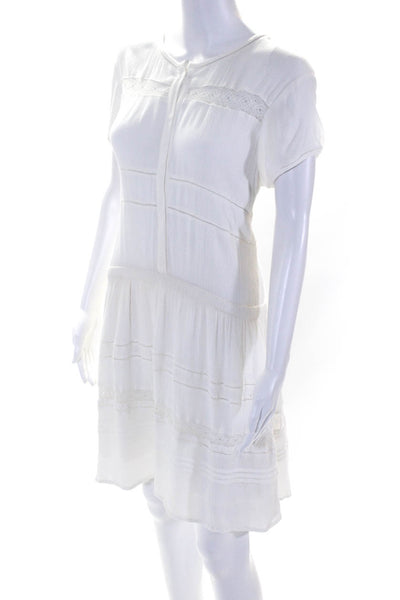 Talula Womens Knit Short Sleeves A Line Knee Length Dress White Size Medium