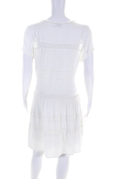 Talula Womens Knit Short Sleeves A Line Knee Length Dress White Size Medium