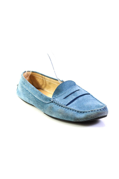 Tods Womens Flat Suede Penny Loafers Driving Shoes Blue Size 41 11