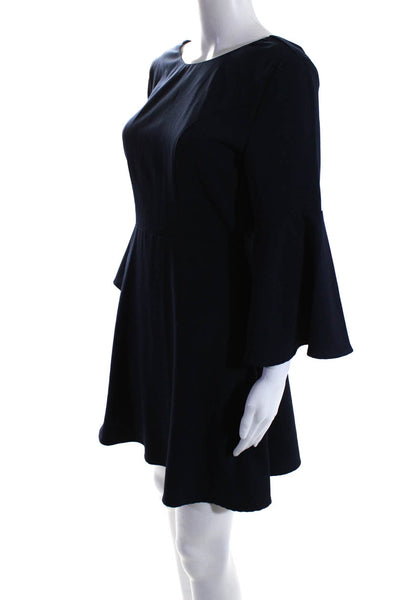 Just One Answer Womens Long Sleeves Open Back A Line Dress Navy Blue Size Small