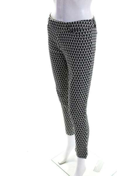 Helene Berman Womens Geometric Print Slim Leg Pants Black Grey Size Extra Small