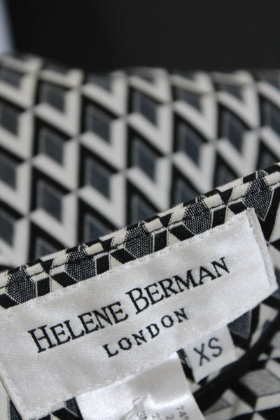 Helene Berman Womens Geometric Print Slim Leg Pants Black Grey Size Extra Small