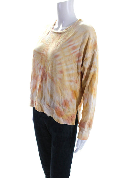 Sundry Womens Long Sleeve Scoop Neck Tie Dyed Sweater Brown Cotton Size 1