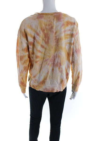 Sundry Womens Long Sleeve Scoop Neck Tie Dyed Sweater Brown Cotton Size 1