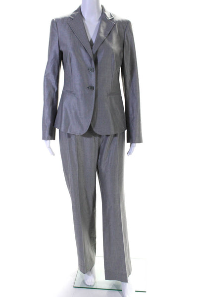 Max Mara Womens Wool Two Button Blazer Pleated Trousers Suit Light Gray Size 10