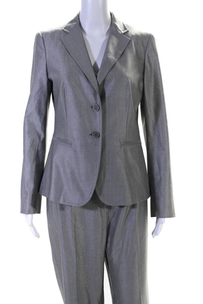 Max Mara Womens Wool Two Button Blazer Pleated Trousers Suit Light Gray Size 10