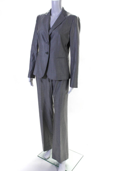 Max Mara Womens Wool Two Button Blazer Pleated Trousers Suit Light Gray Size 10