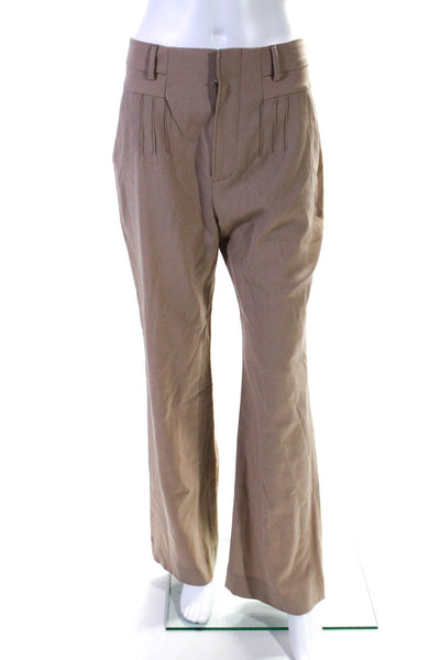 Altuzarra Womens Wool Pleated Hip Straight Leg Dress Trousers Khaki Size 40