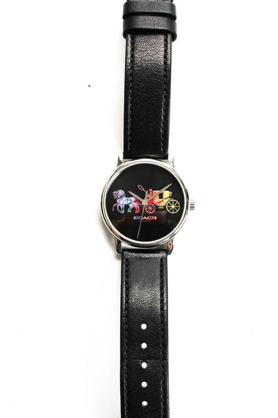 Coach Womens Stainless Steel Leather Strap Rainbow Logo Watch 36mm