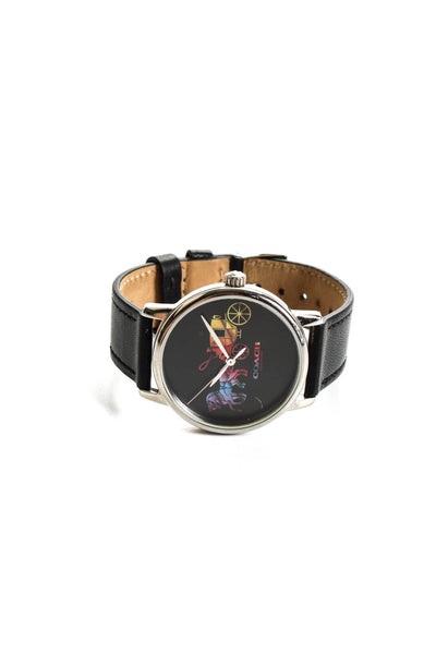 Coach Womens Stainless Steel Leather Strap Rainbow Logo Watch 36mm