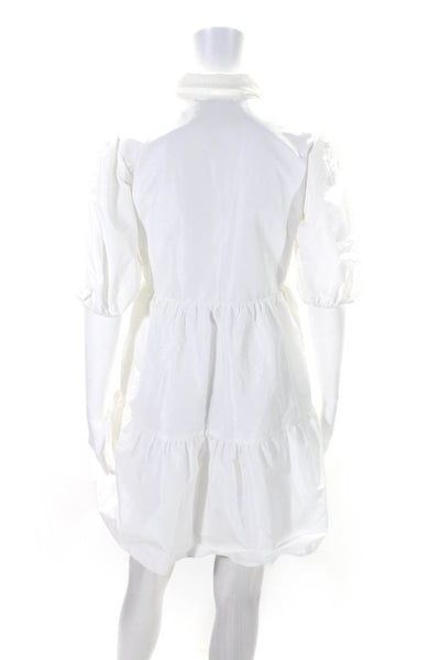 Amanda Uprichard Womens Puff Sleeve Tiered Mini Popover Dress White Size XS