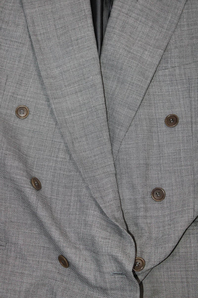 Ermenegildo Zegna Mens Double Breasted Pleated Pants Blazer Set Gray Size EUR46