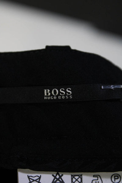 Boss Hugo Boss Womens Wool Pleated Front Straight Leg Dress Pants Black Size 12