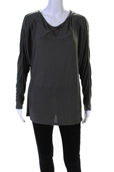 Vince Womens Jersey Knit Batwing Long Sleeve Boat Neck Shirt Dark Gray Size L