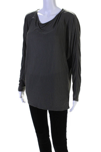 Vince Womens Jersey Knit Batwing Long Sleeve Boat Neck Shirt Dark Gray Size L