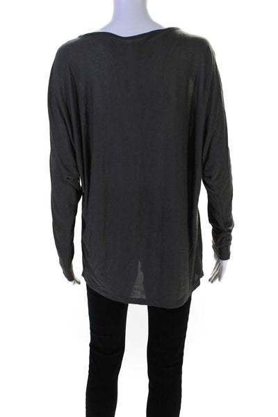 Vince Womens Jersey Knit Batwing Long Sleeve Boat Neck Shirt Dark Gray Size L