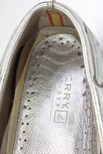 Sperry Womens Slip On Round Toe Metallic Leather Loafers Gold Tone Size 8