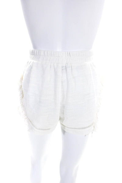 Suboo Women's Scoop Neck Fringe Sleeveless Two Piece Short Set White Size 2