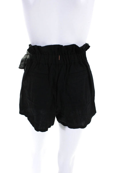 Misa Women's Paper Bag Waist Ruffle Wrap Linen Skort Black Size XS