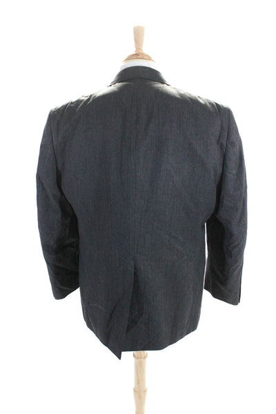 Stafford Men's Collared Long Sleeves Lined Two Button Jacket Gray Size 46