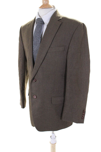 Lauren Ralph Lauren Mens Wool Single Breasted Two Button Blazer Brown Size 42R