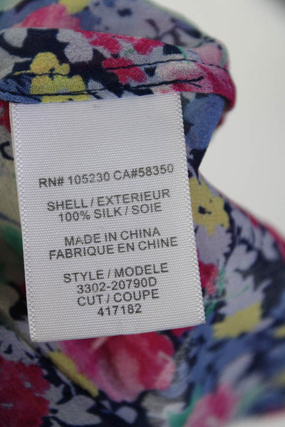 Joie Womens Cap Sleeve V Neck Floral Silk Blouse Multicolored Size 2XS